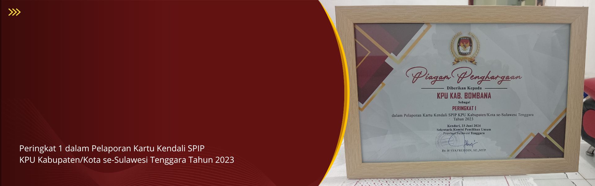 Penghargaan dalam Pelaporan Kartu Kendali SPIP KPU Kabupaten/Kota se-Sulawesi Tenggara Tahun 2023